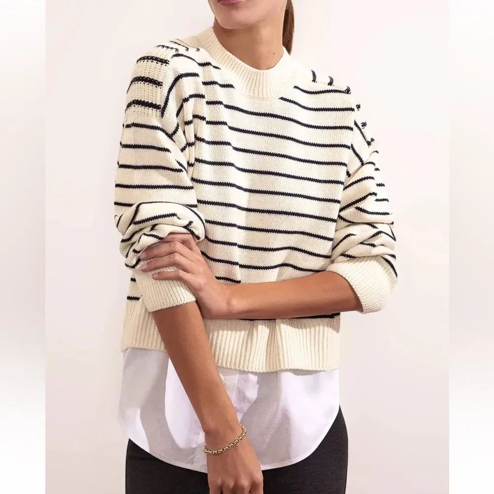 Industry Striped Cream Black Sweater Women’s Small